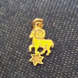 Gold Zodiac Aries Pendant